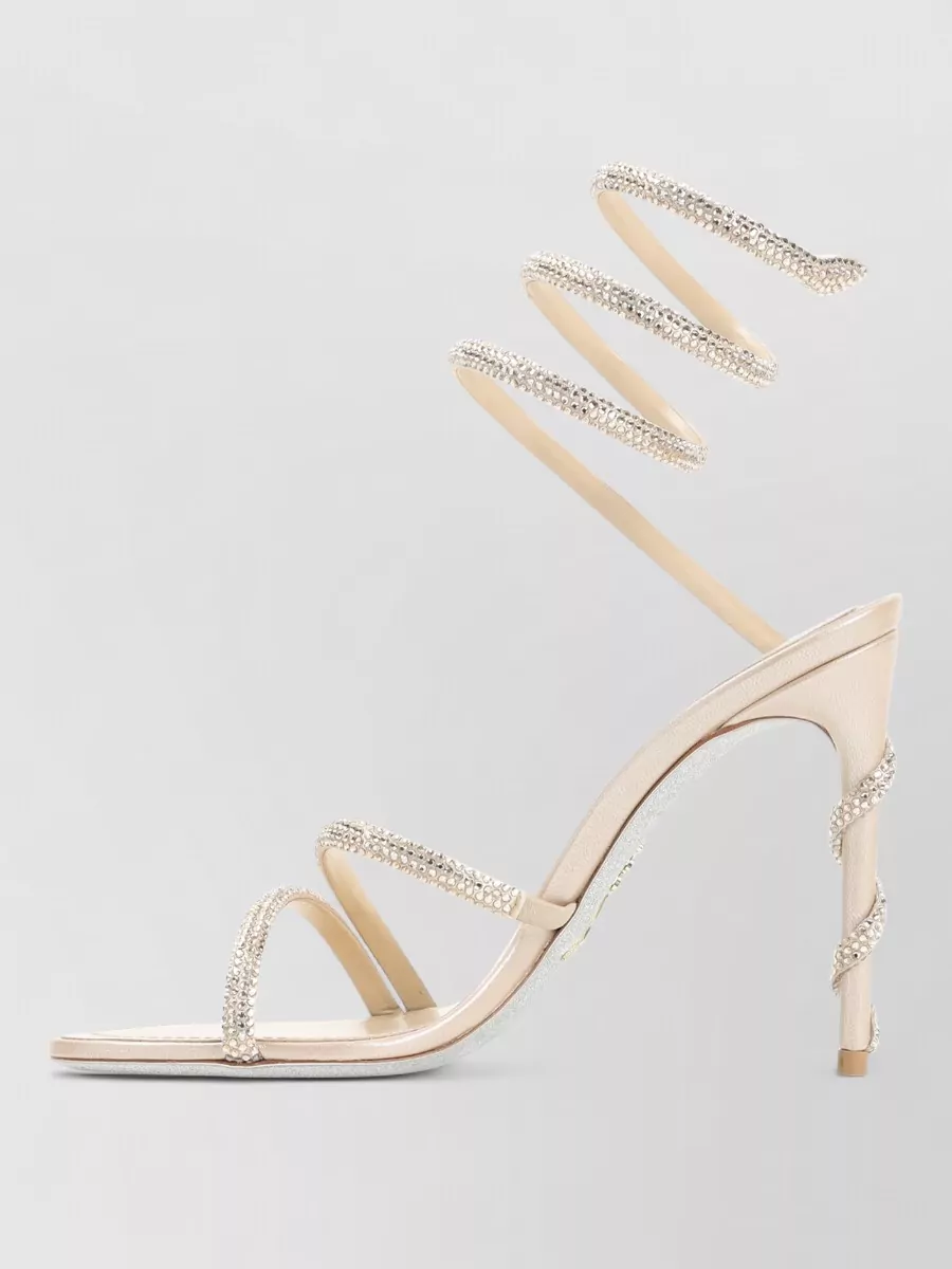 Rene Caovilla Sandal Open Toe Thin Sole Spiral Strap