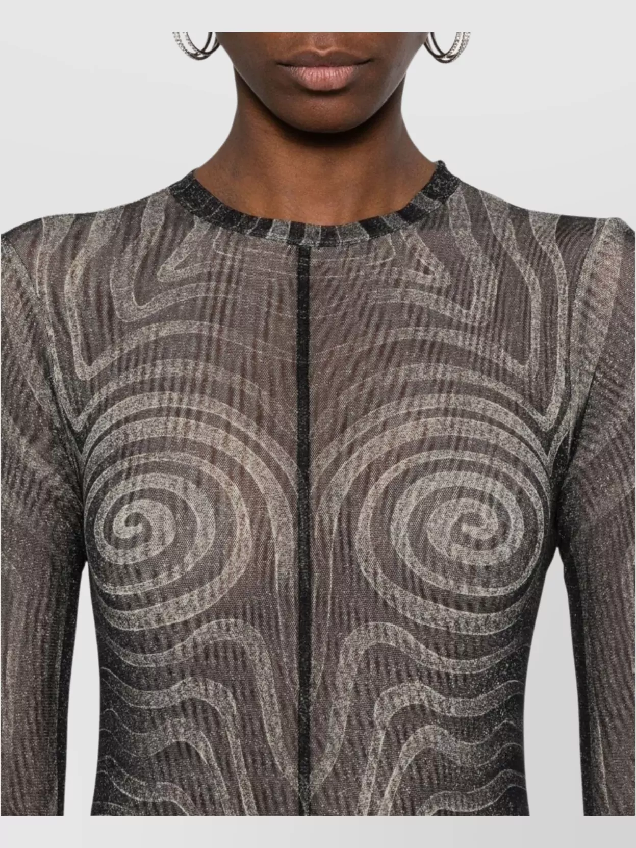 JEAN PAUL GAULTIER SHEER SPIRAL MESH MAXI DRESS 