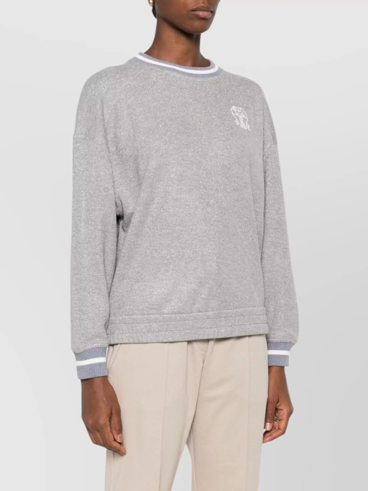 Brunello Cucinelli Crew Neck Logo Embroidered Sweatshirt
