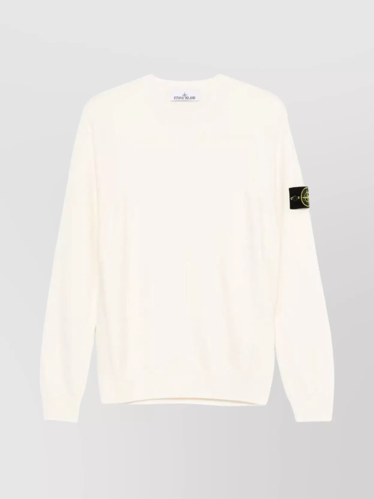 Stone Island Wool Blend Sweatshirt With Iconic Logo Patch And Timeless Design In White