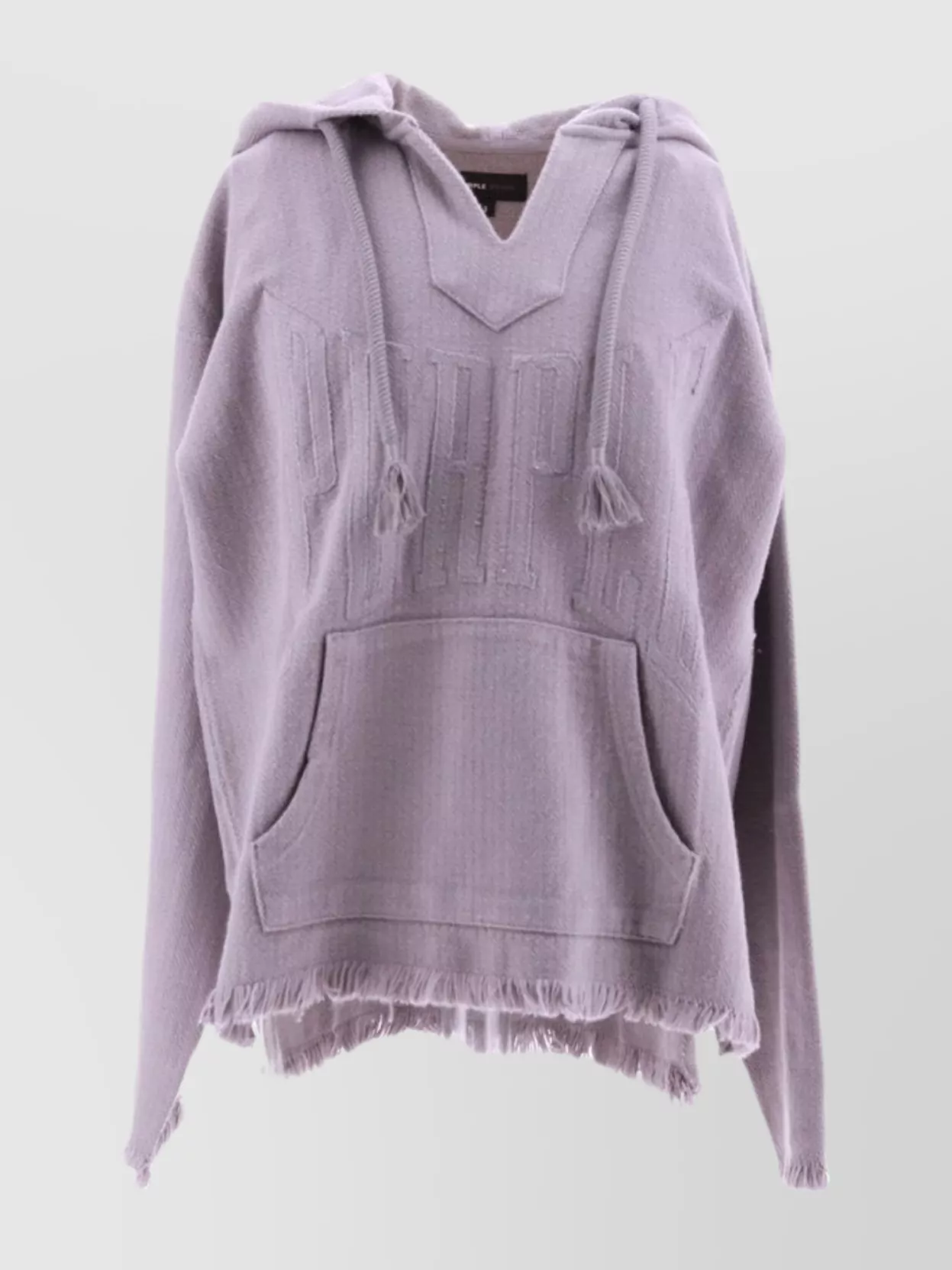 Shop Purple Fringed Hooded Beach Sweater With Kangaroo Pocket