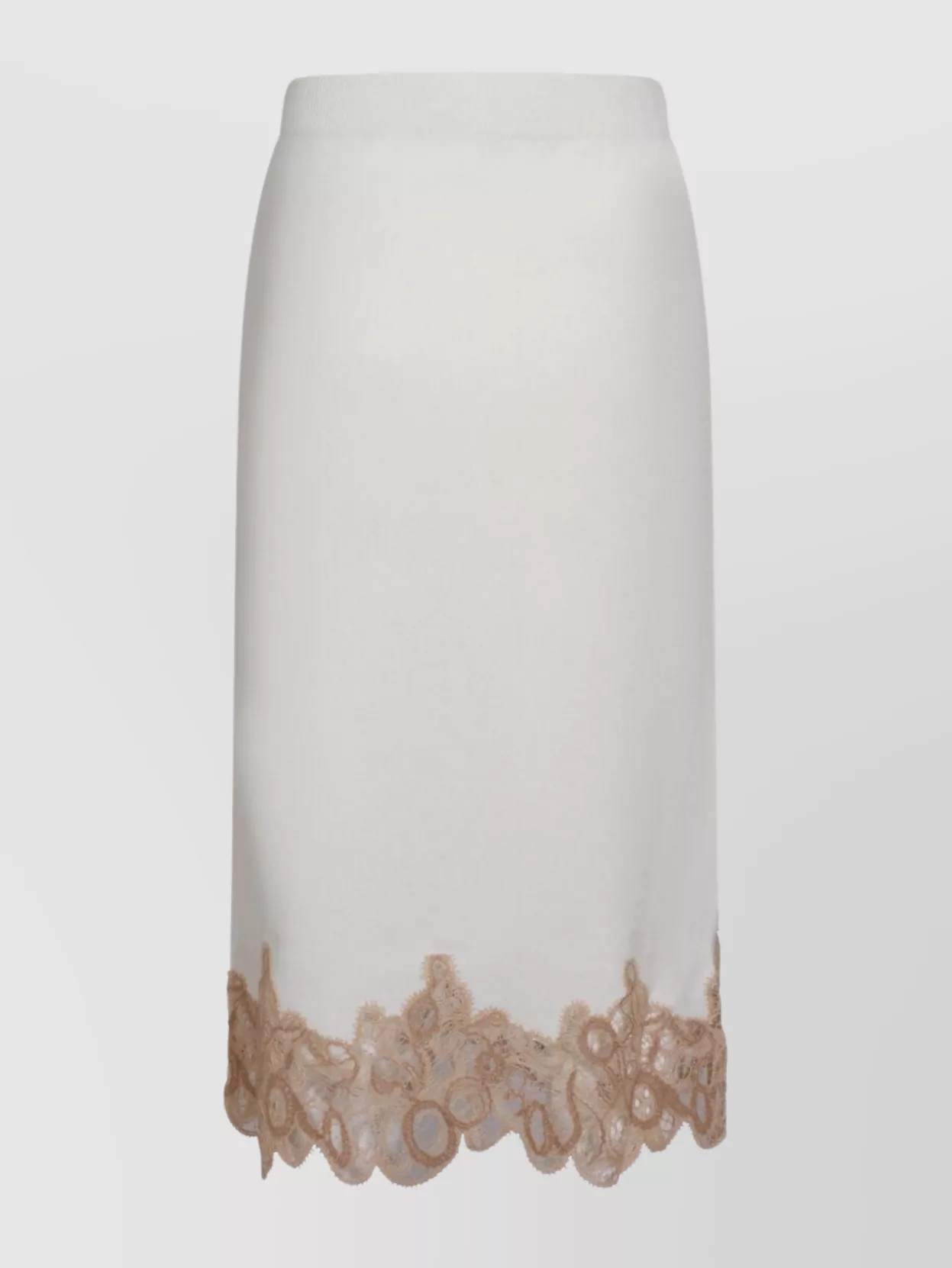 Fabiana Filippi Midi Skirt With Lace And Elastic Waistband In Brown