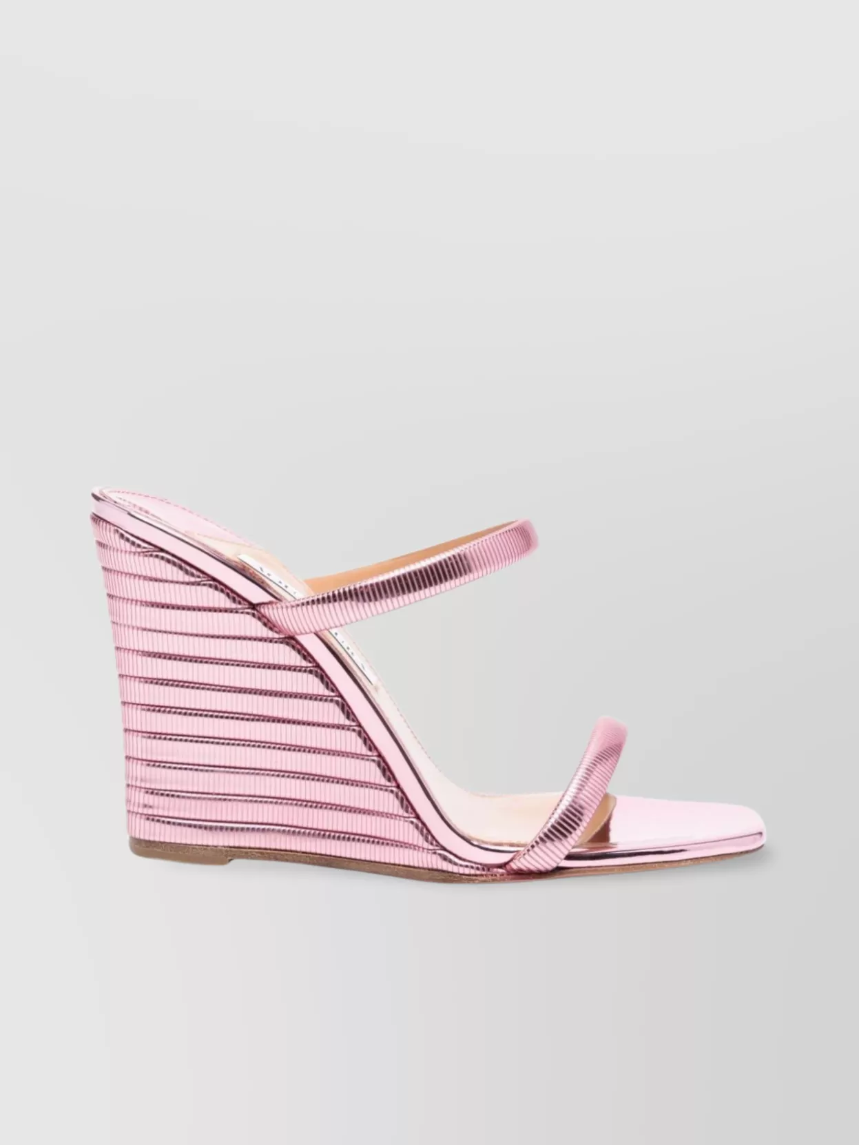 Shop Aquazzura Wedge Heel Mules With Open Toe And Striped Pattern