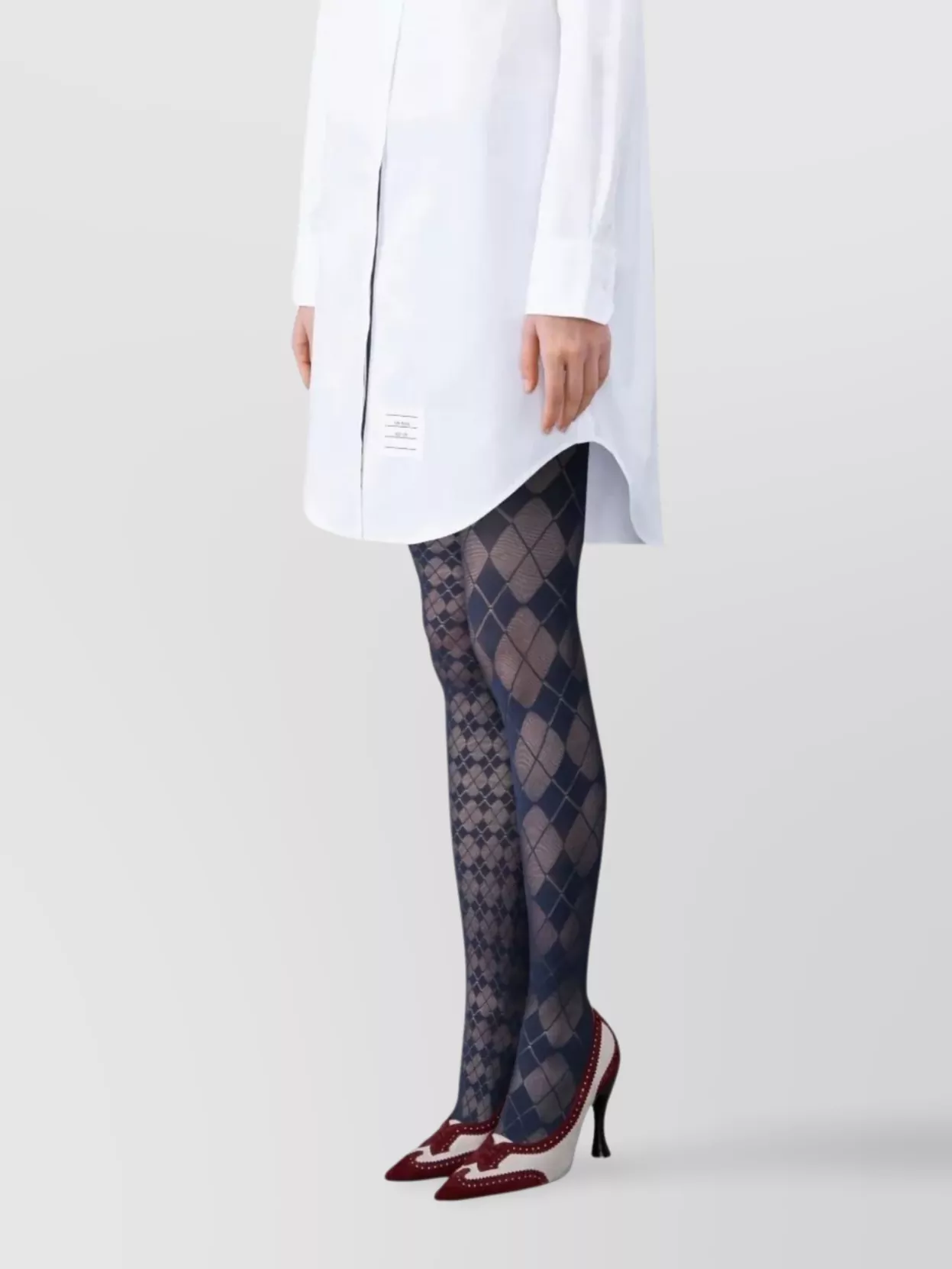 Thom Browne Argyle Sheer Tights And Mesh Panties In Blue