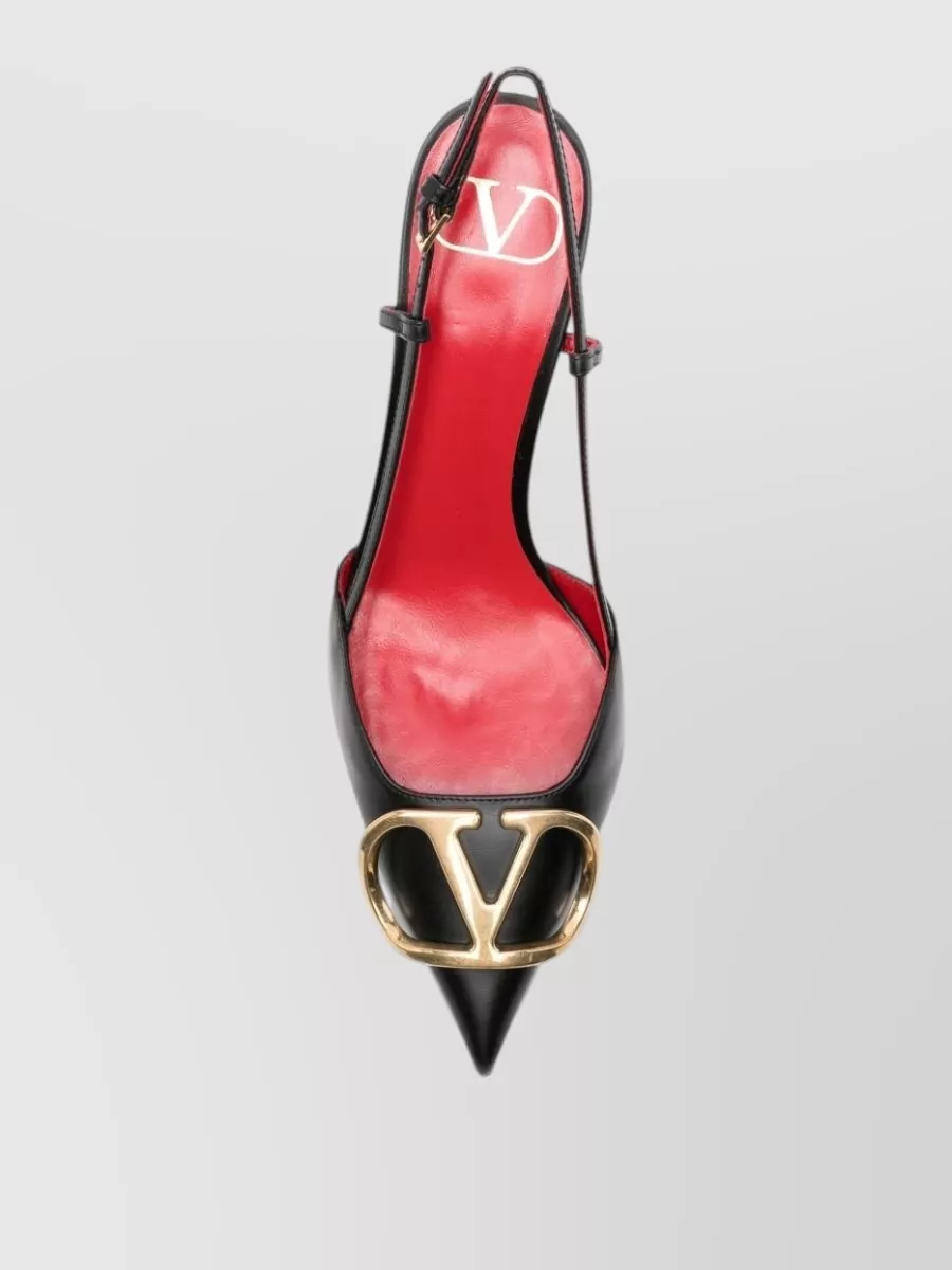 Valentino Garavani Leather Logo-Embellished Pointed-Toe Pumps