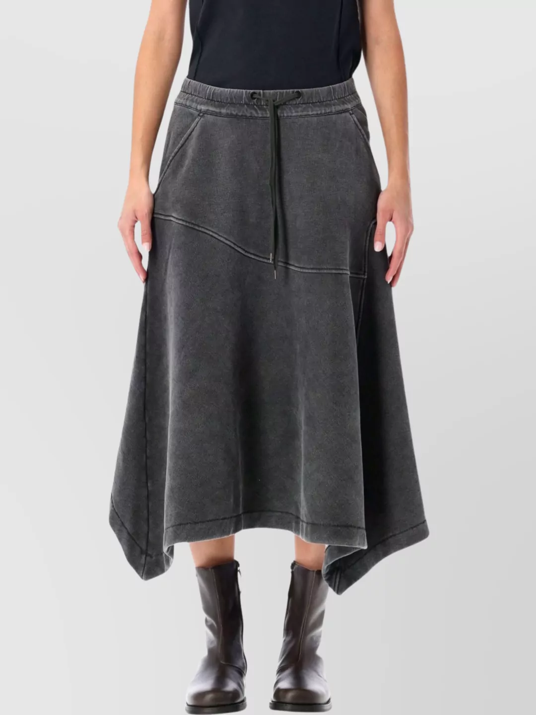 Our Legacy Midi Skirt With Drawstring And Pockets In Black