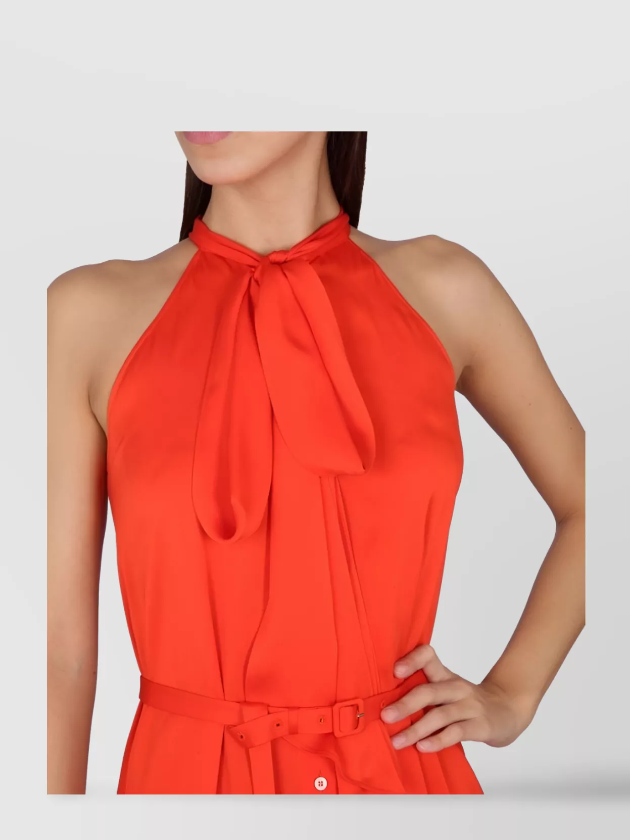 Aspesi Waist Belted Halter Neck Maxi Dress