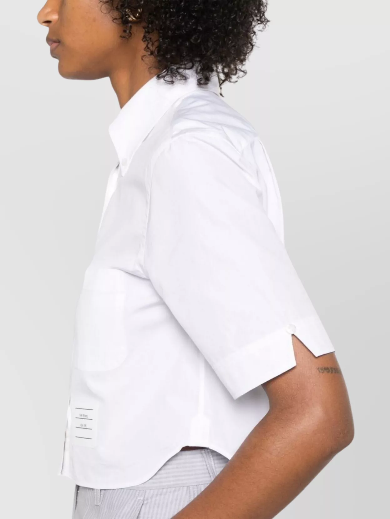 Thom Browne Cropped Shirt Featuring Button-Down Collar