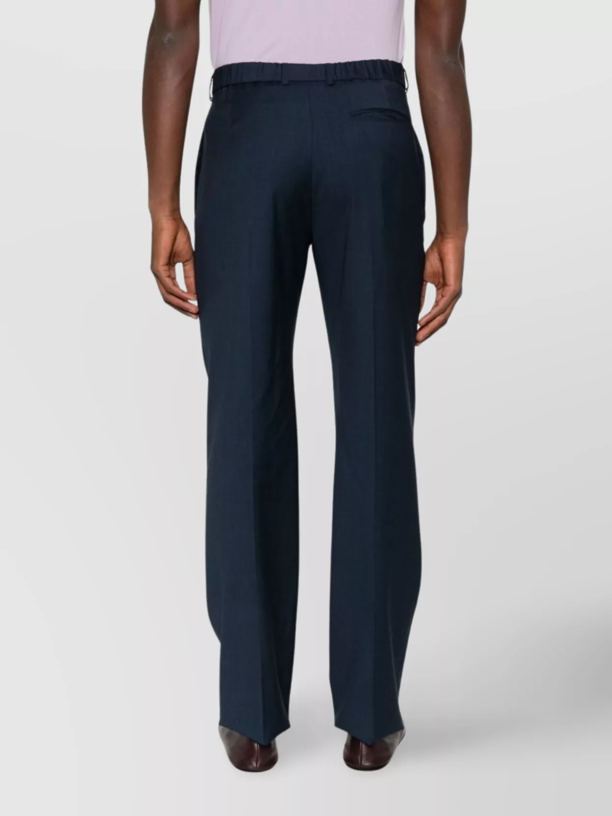 Emporio Armani Tailored Wool Trousers Featuring Adjustable Elements In Blue