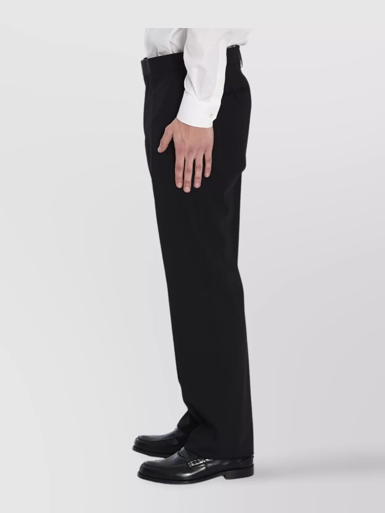 Lardini Wool Straight-leg Tailored Trousers With Back And Side Pockets In Black