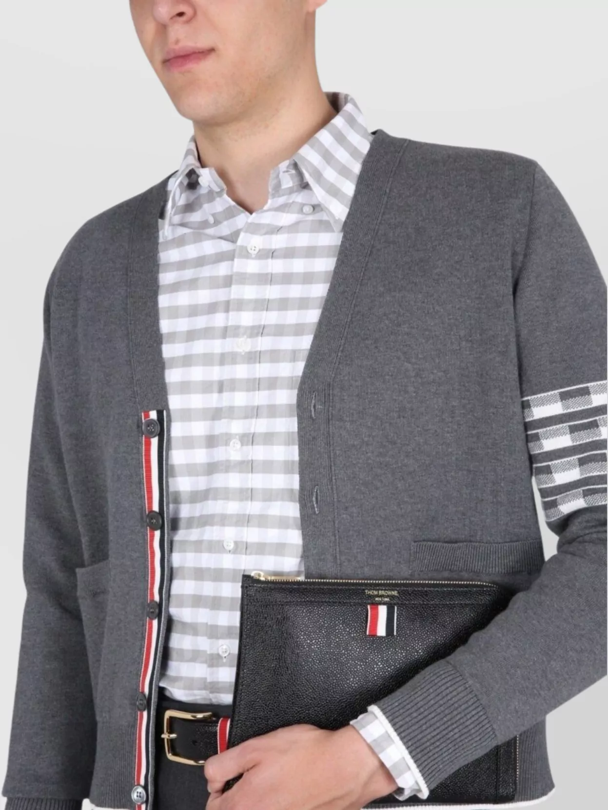 Thom Browne Checkered Collar Shirt And Pocket