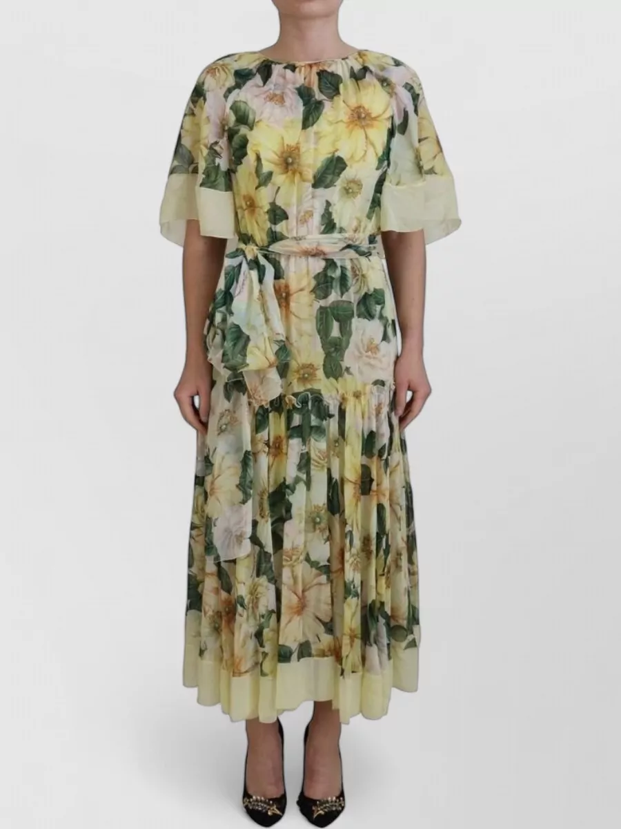 Dolce&Gabbana silk floral print short sleeve maxi dress
