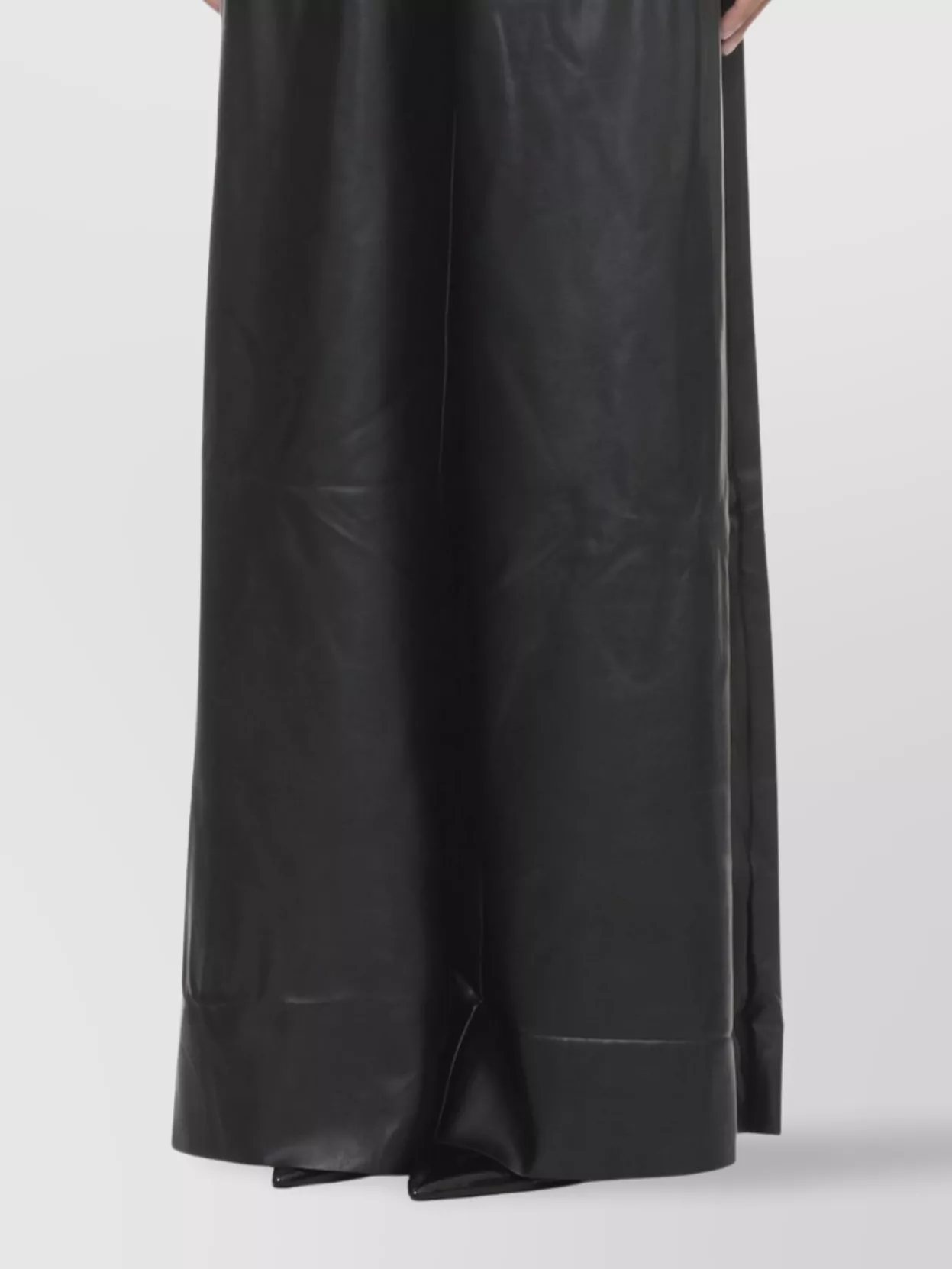 Norma Kamali Wide-leg Faux Leather Trousers And Pockets In Gray