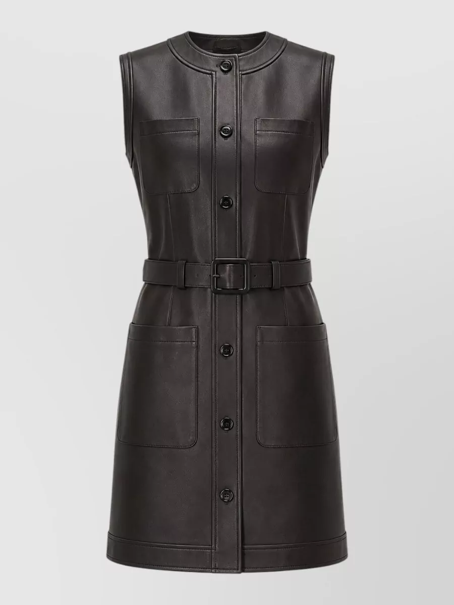 La Rose leather mini dress
