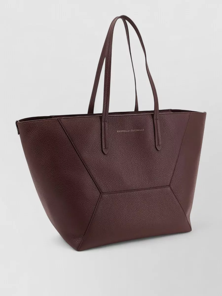 Brunello Cucinelli Bc Duo Hammered Leather Shoulder Bag Monili