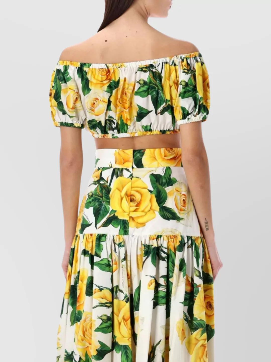 Dolce&Gabbana Bardot Neckline Floral Crop Top