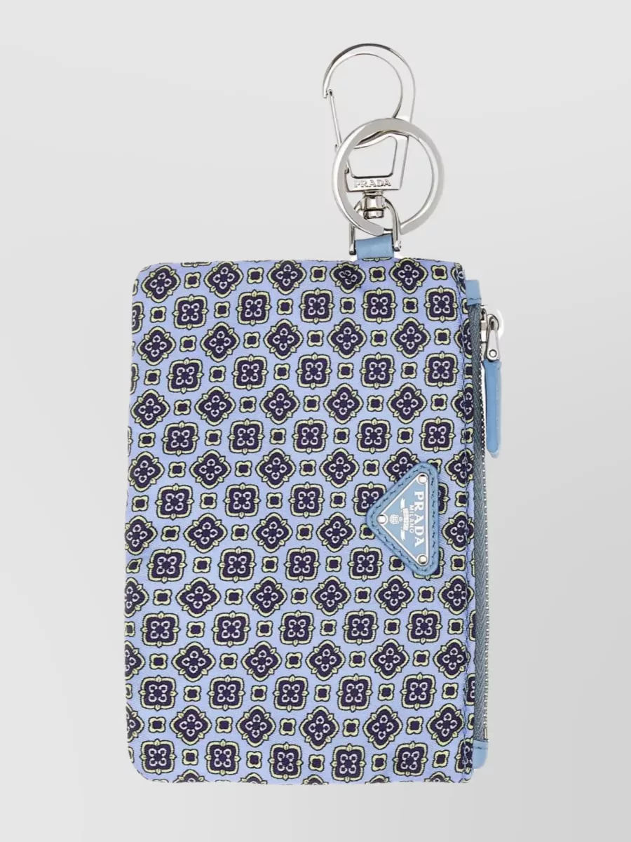 Shop Prada Patterned Fabric Key Holder In Pastel