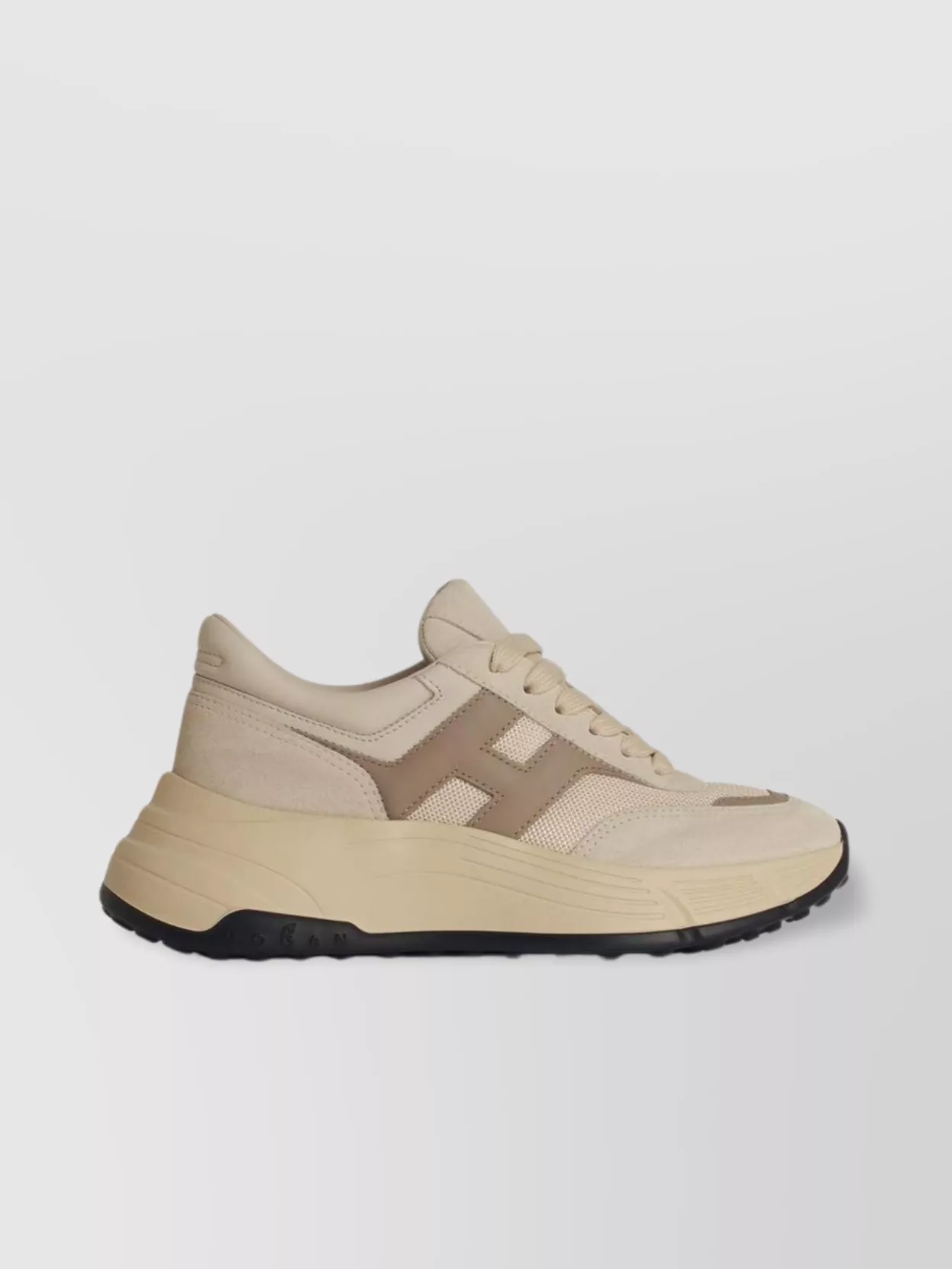 Hogan Leather Sneakers With Contrast Panel And Rubber Sole
