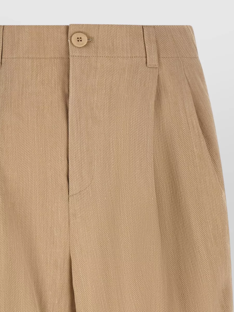 Jacquemus Textured Chevron Wide-Leg Mid-Rise Bermuda Shorts