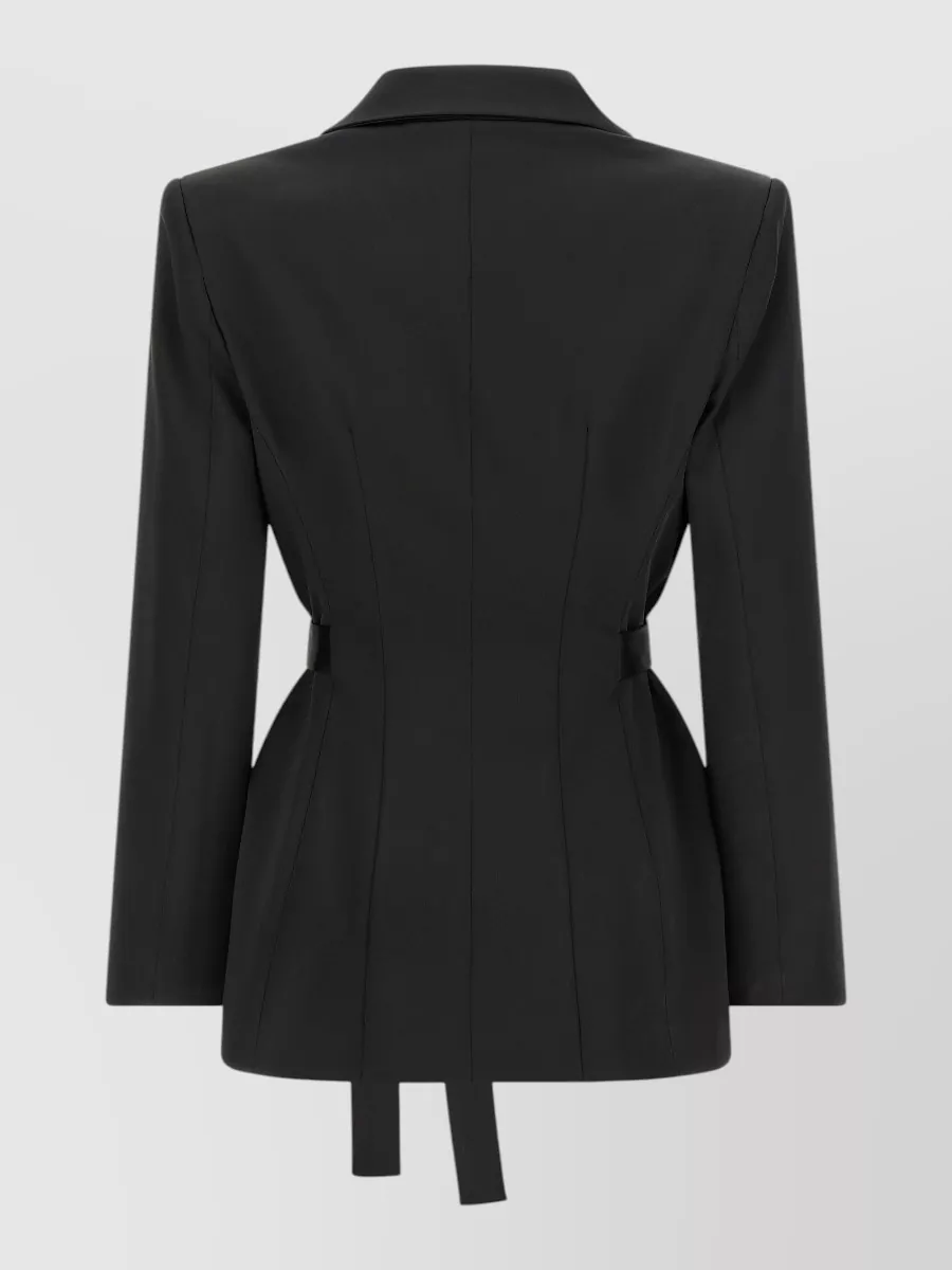 Elisabetta Franchi Stretch Satin Double-Breasted Belted Blazer