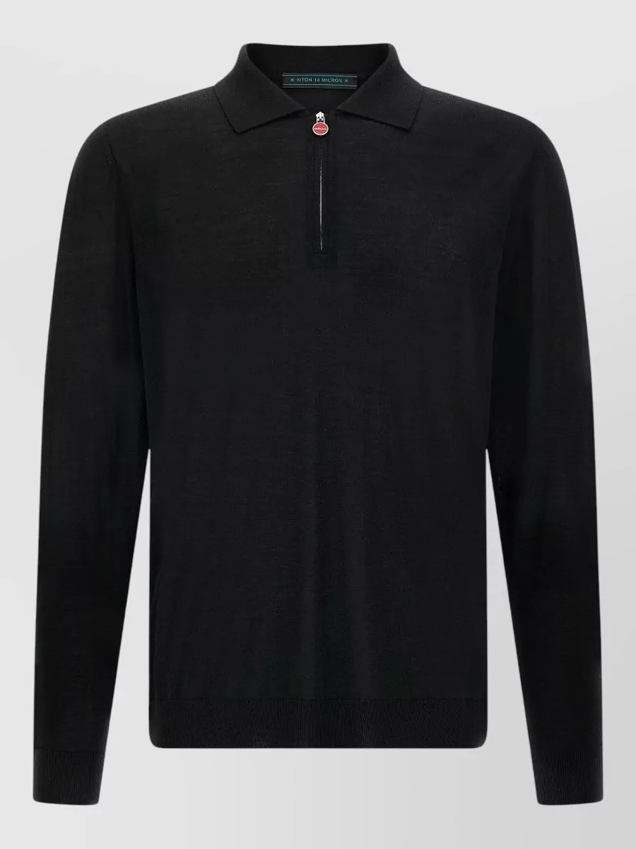 Kiton wool long-sleeve zip polo sweater