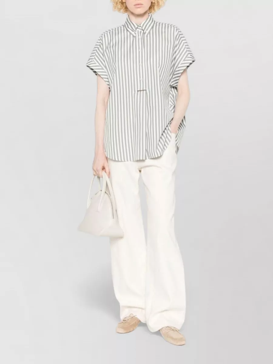 Brunello Cucinelli Striped Short-Sleeve Shirt
