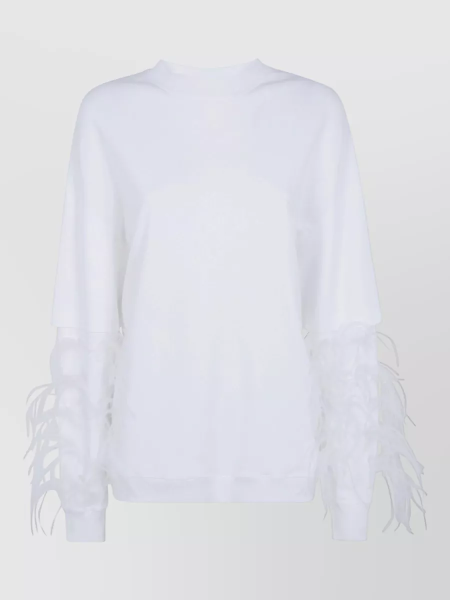 Darkpark cotton feather trim sweatshirt