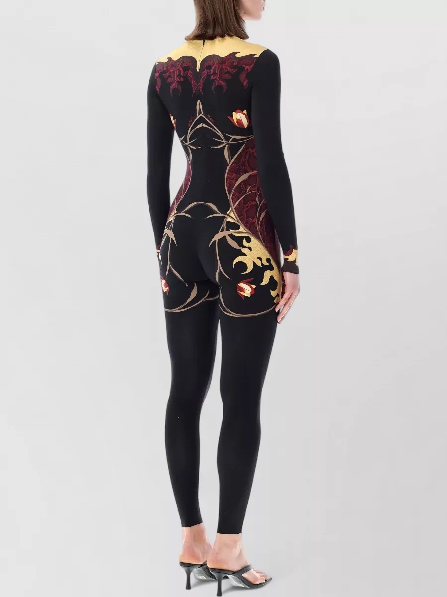 Marine Serre Floral-Print Long-Sleeve Catsuit