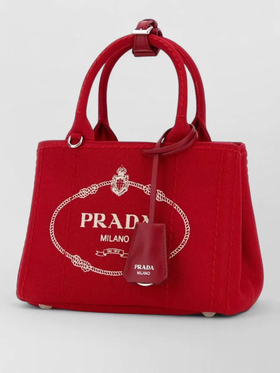 Prada Canvas Mini Jardinière Shoulder Bag Top Handles