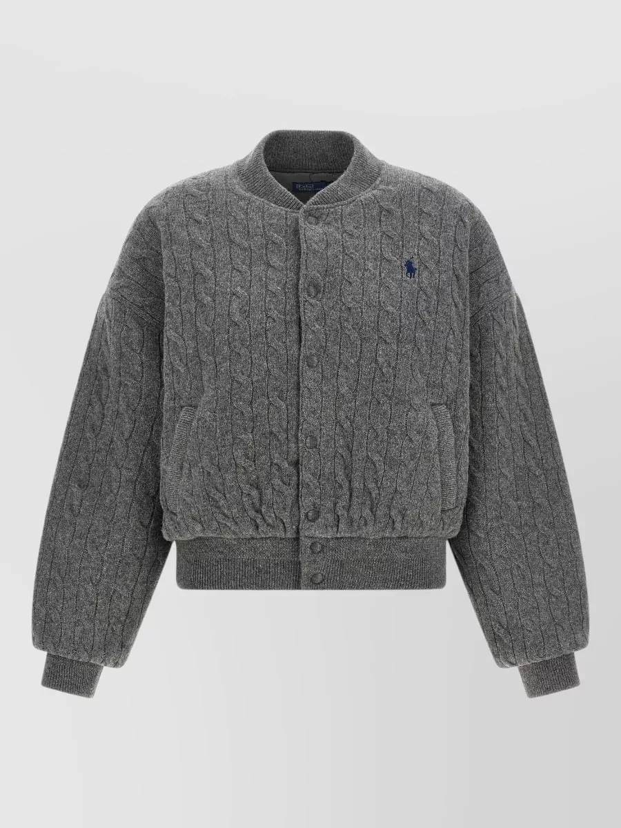 Polo Ralph Lauren Wool cashmere braided knit bomber jacket