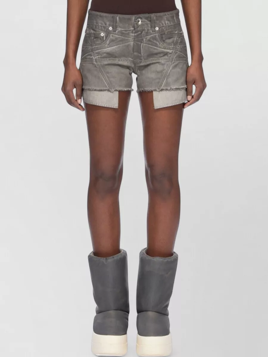 Rick Owens Drkshdw Denim Mid-Rise Raw-Cut Shorts