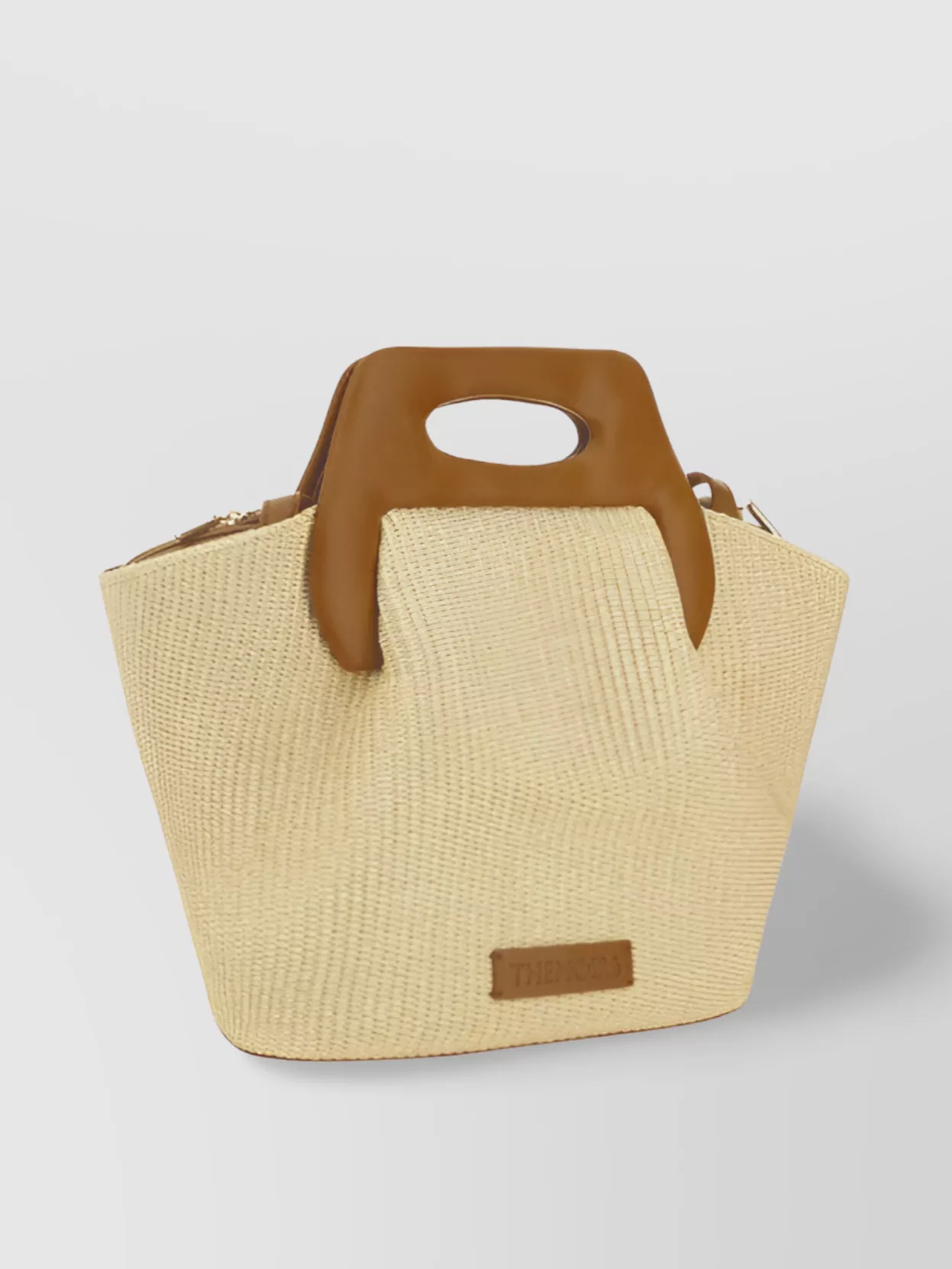 Themoirè Round Handle Straw Tote Bag In Brown