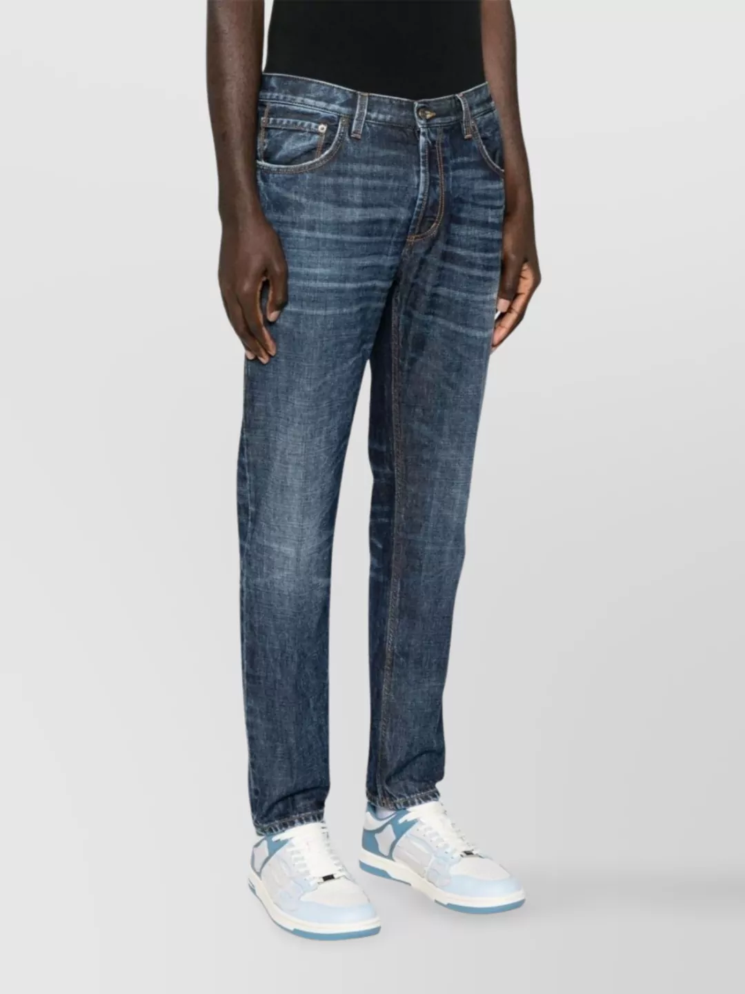 Dondup Distressed Denim Trousers Featuring Whiskering In Blue