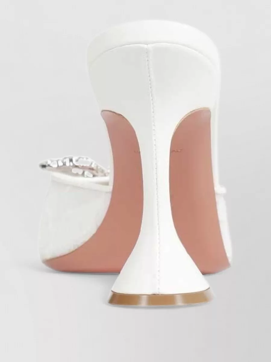 Amina Muaddi Crystal-Embellished Lace Mules
