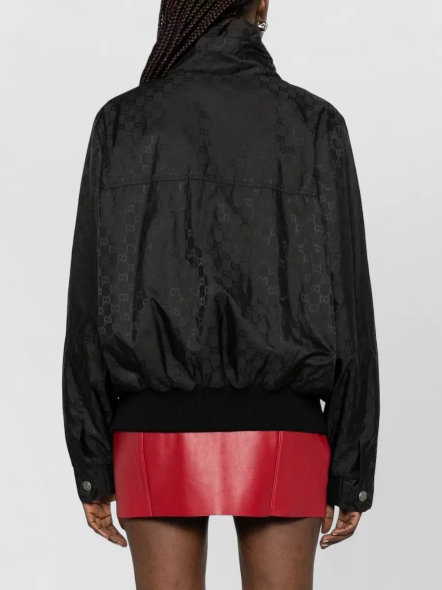 Gucci Monogram Nylon High-Neck Single-Breasted Coat
