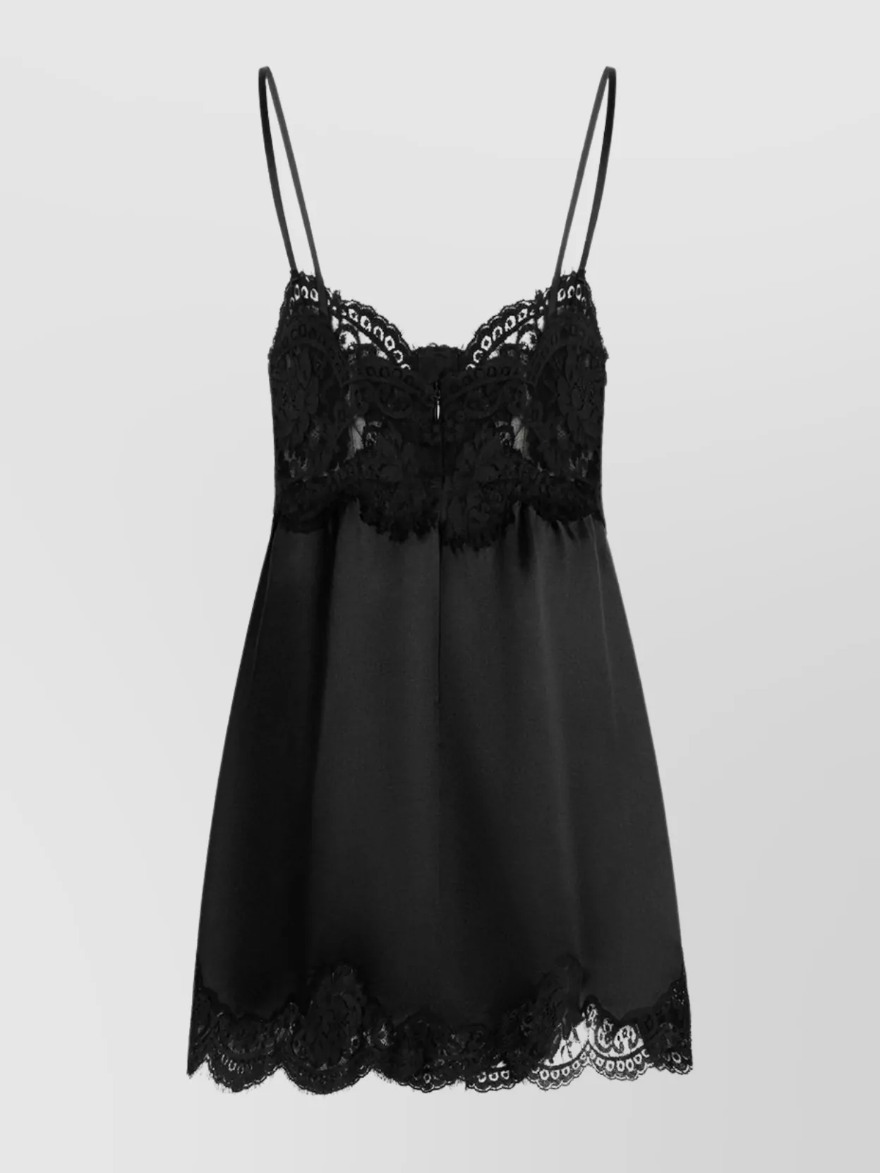 Dolce & Gabbana Silk Dress With Lace And Slit In Black