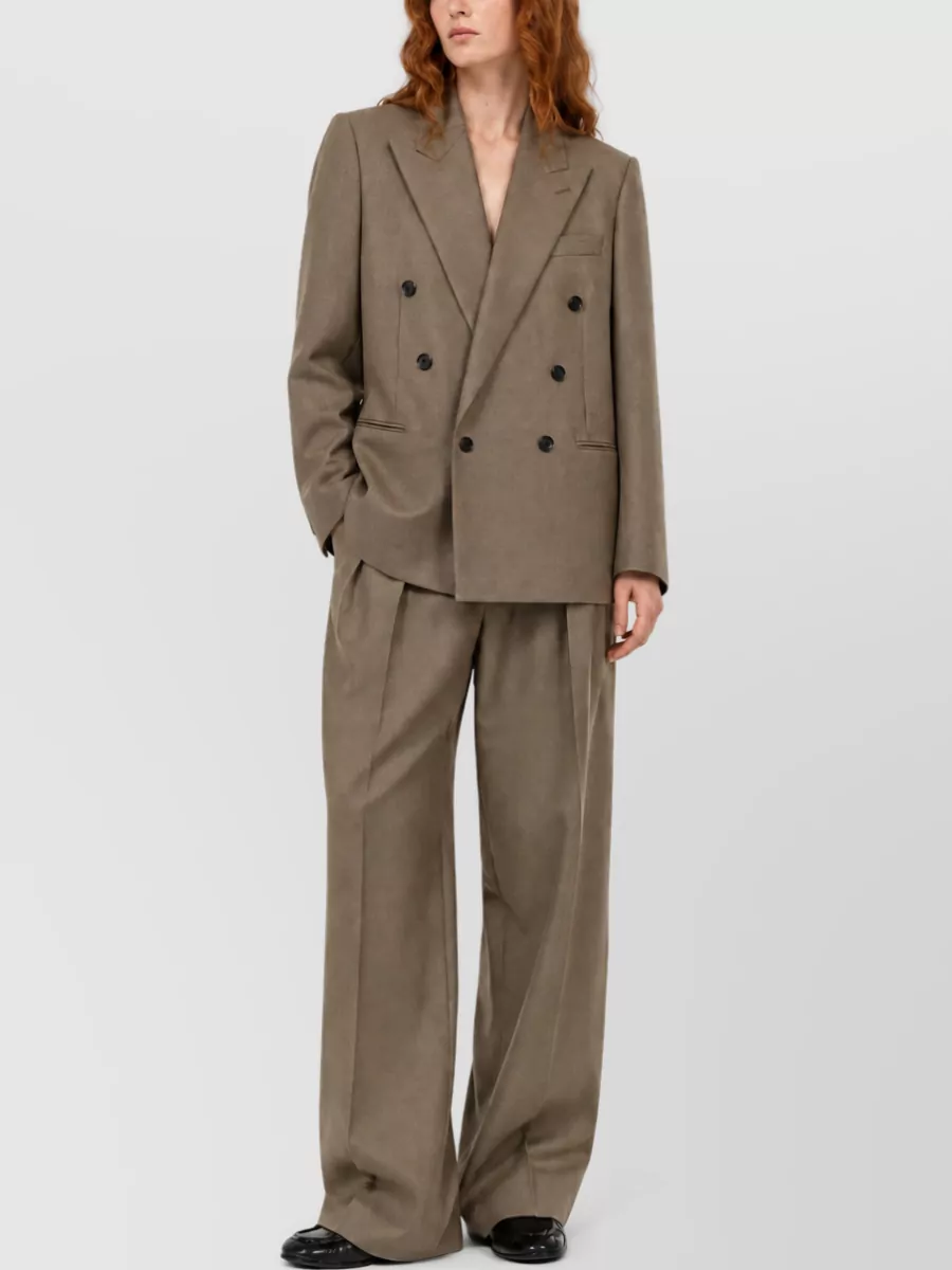 Saint Laurent High Waist Wool Silk Tailored Trousers