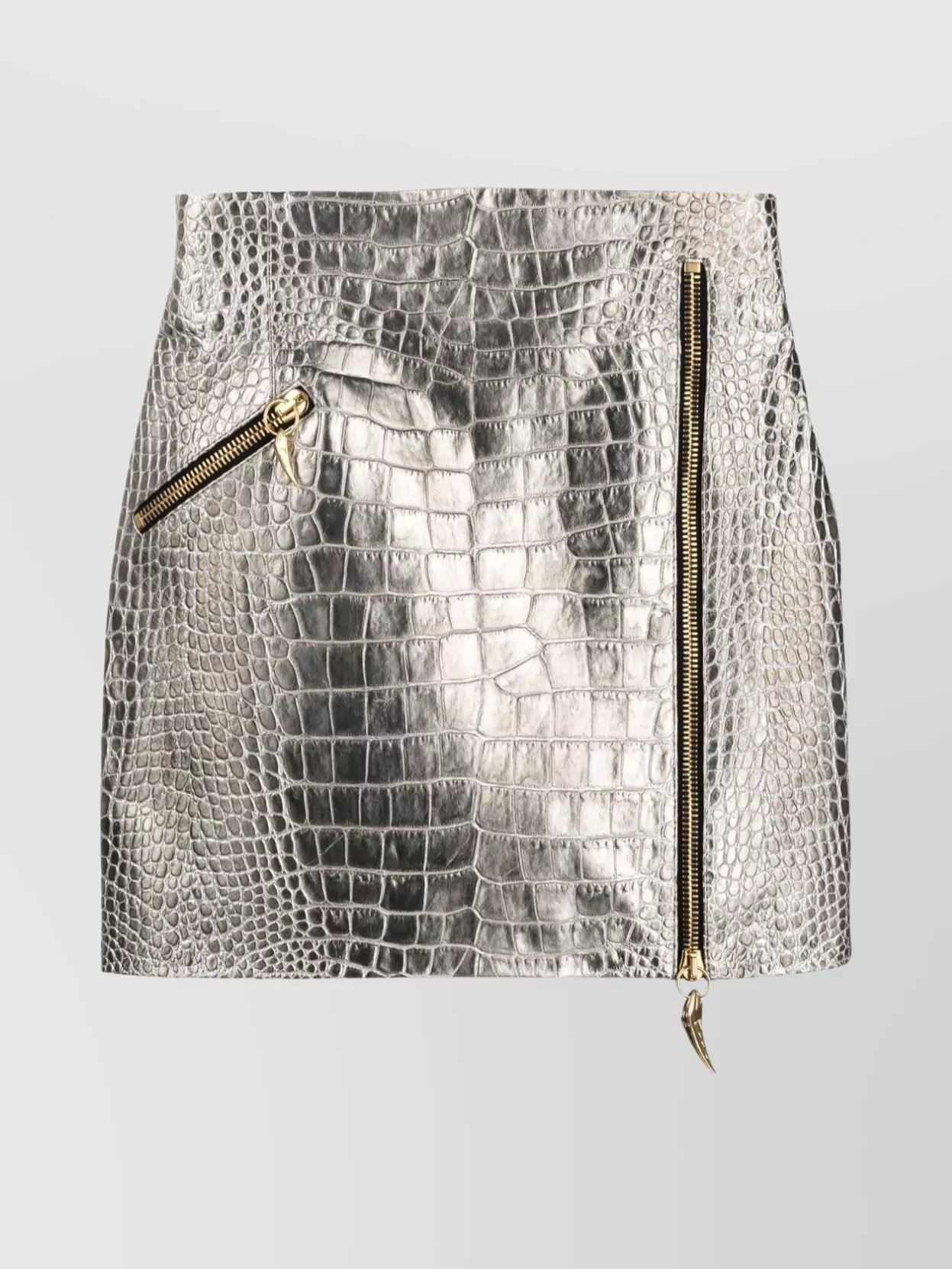 Shop Roberto Cavalli High Waist Metallic Crocodile Skirt