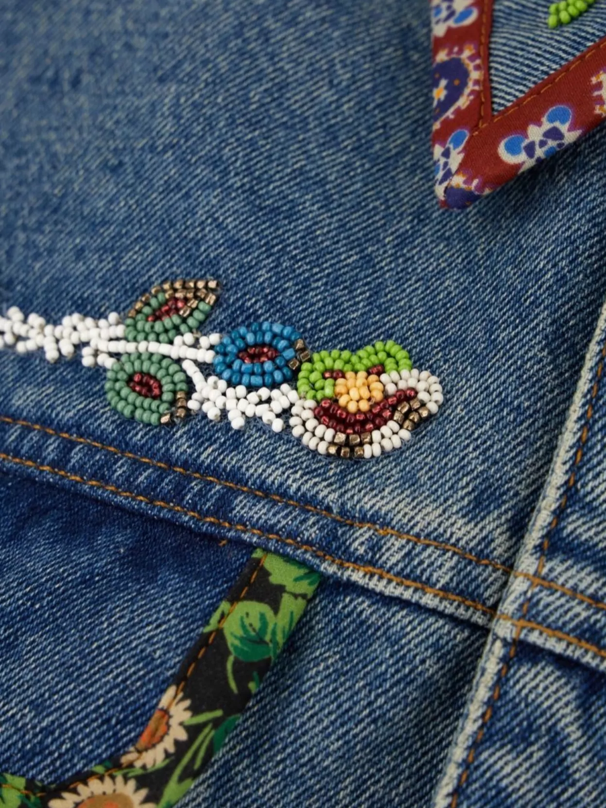 Valentino Garavani Denim Jacket Trimmed Embroidered Pockets