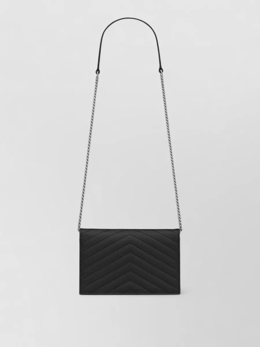 Saint Laurent Chevron Chain Wallet Shoulder Bag Cassandre