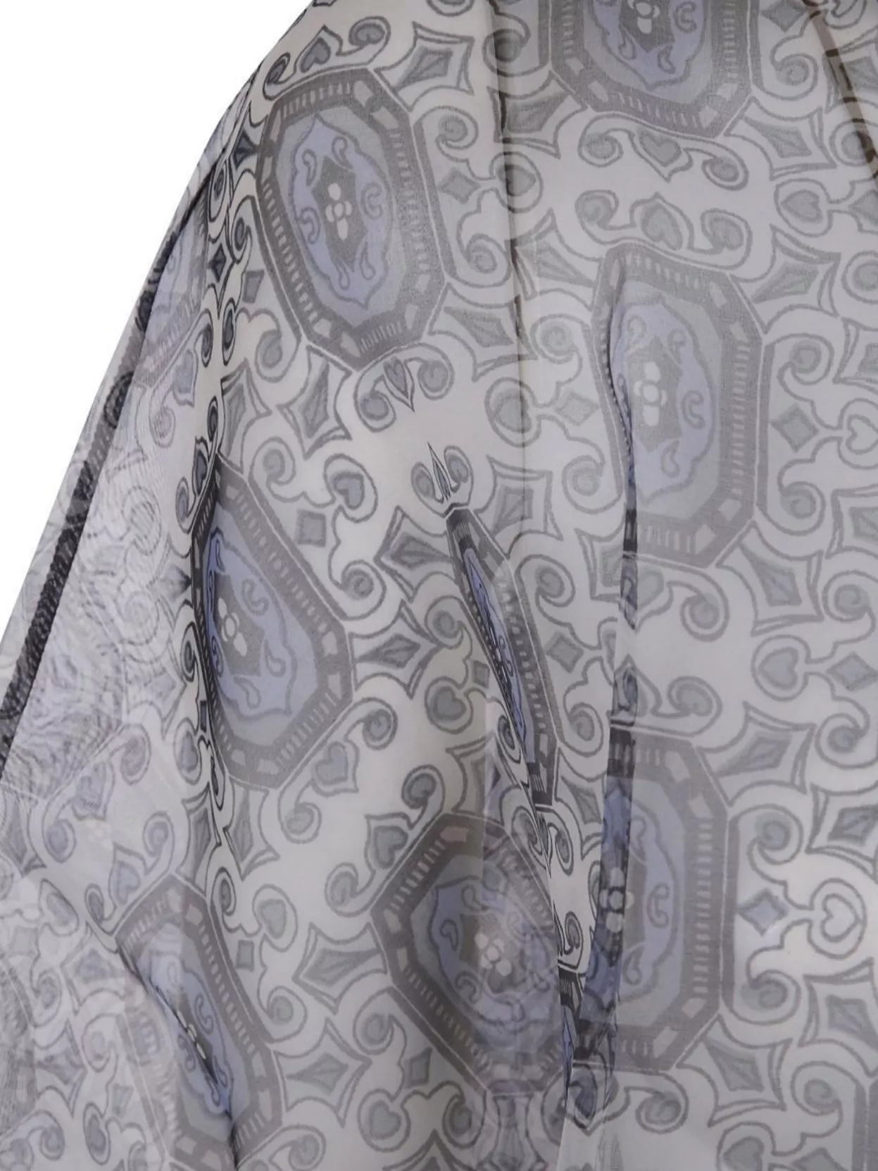 Pierre Louise Mascia Geometric Pattern Sheer Fabric Round Neck