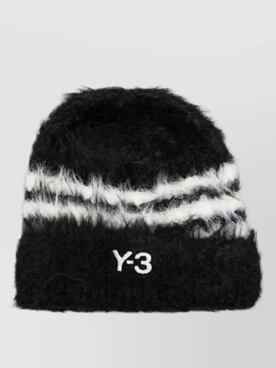 Y-3 striped logo-embroidered beanie