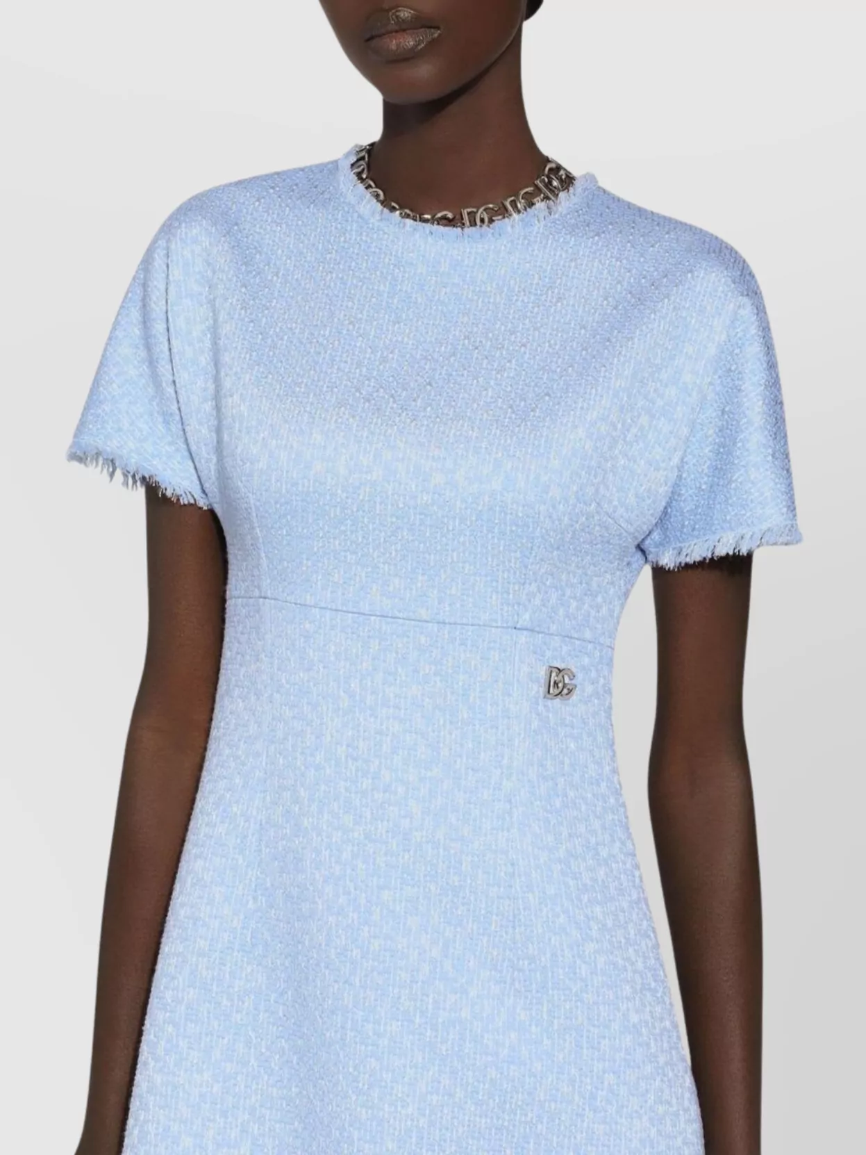 Dolce & Gabbana Raschel Tweed Midi Dress With Dg Logo