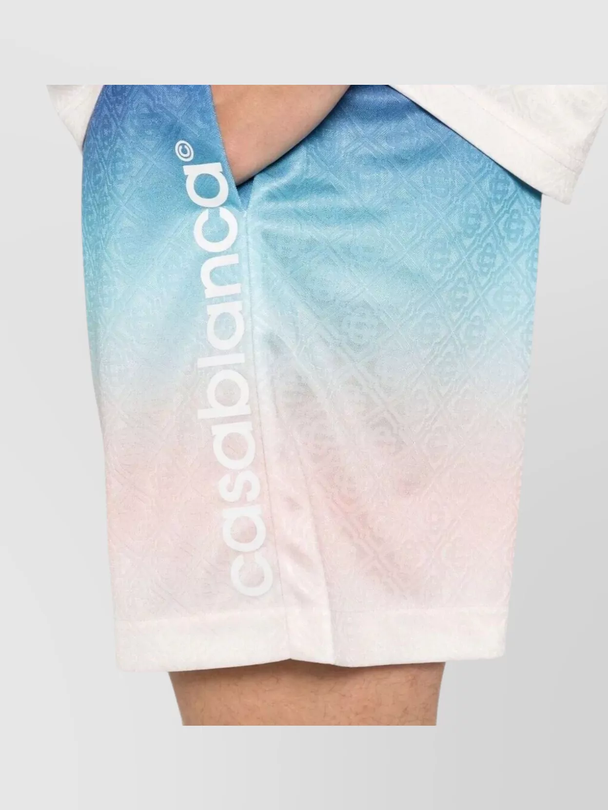 Casablanca Men's Elastic Waistband Soccer Shorts With Ombre Effect