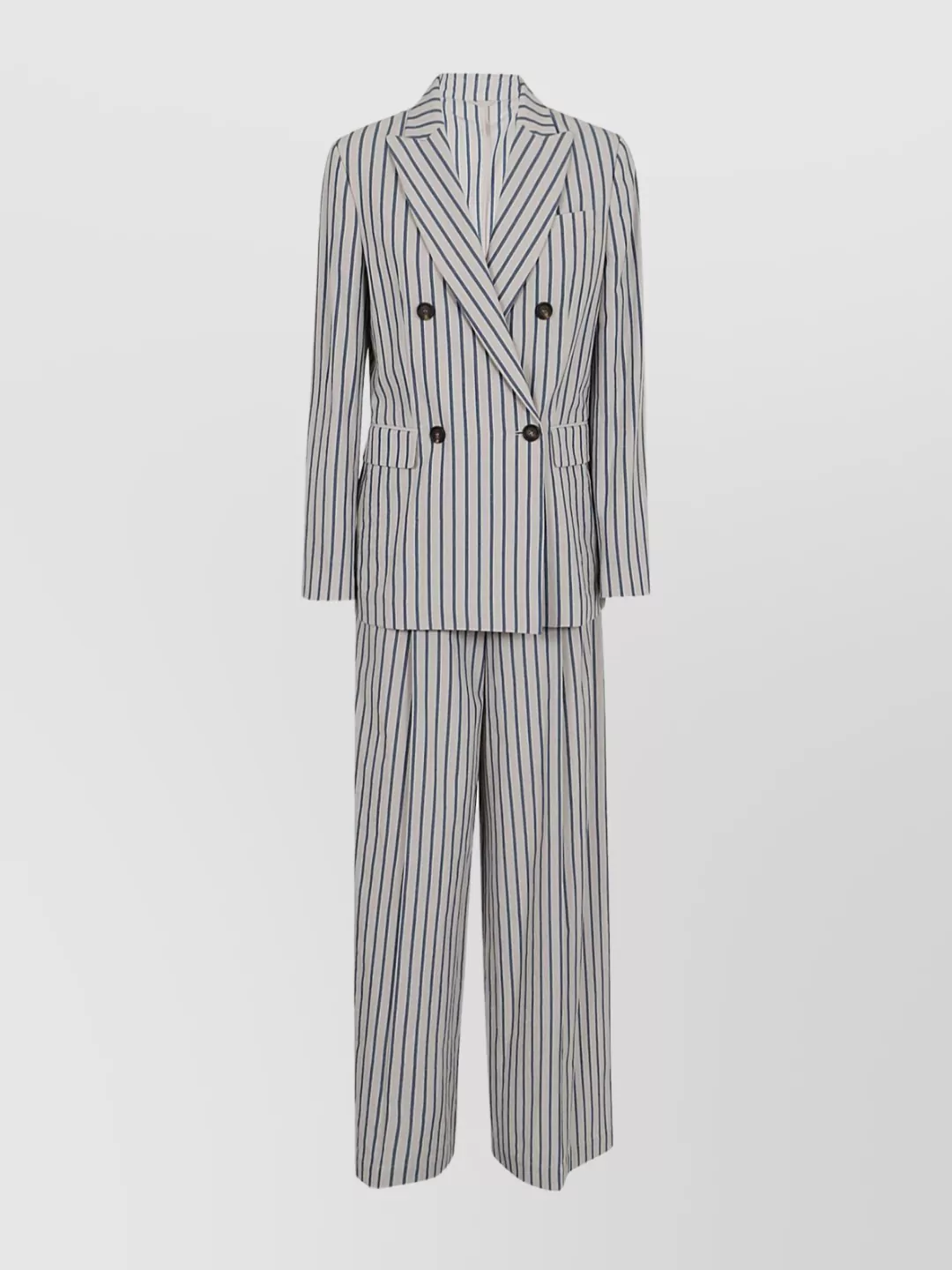 Shop Brunello Cucinelli Striped Suit Set Double-breasted Jacket