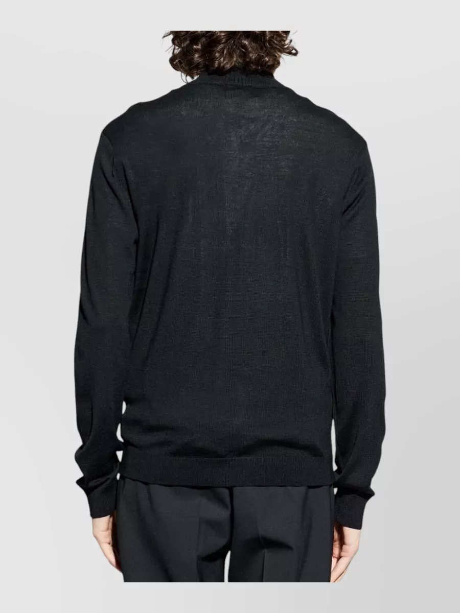 Emporio Armani Virgin Wool Zip-Up High-Neck Cardigan