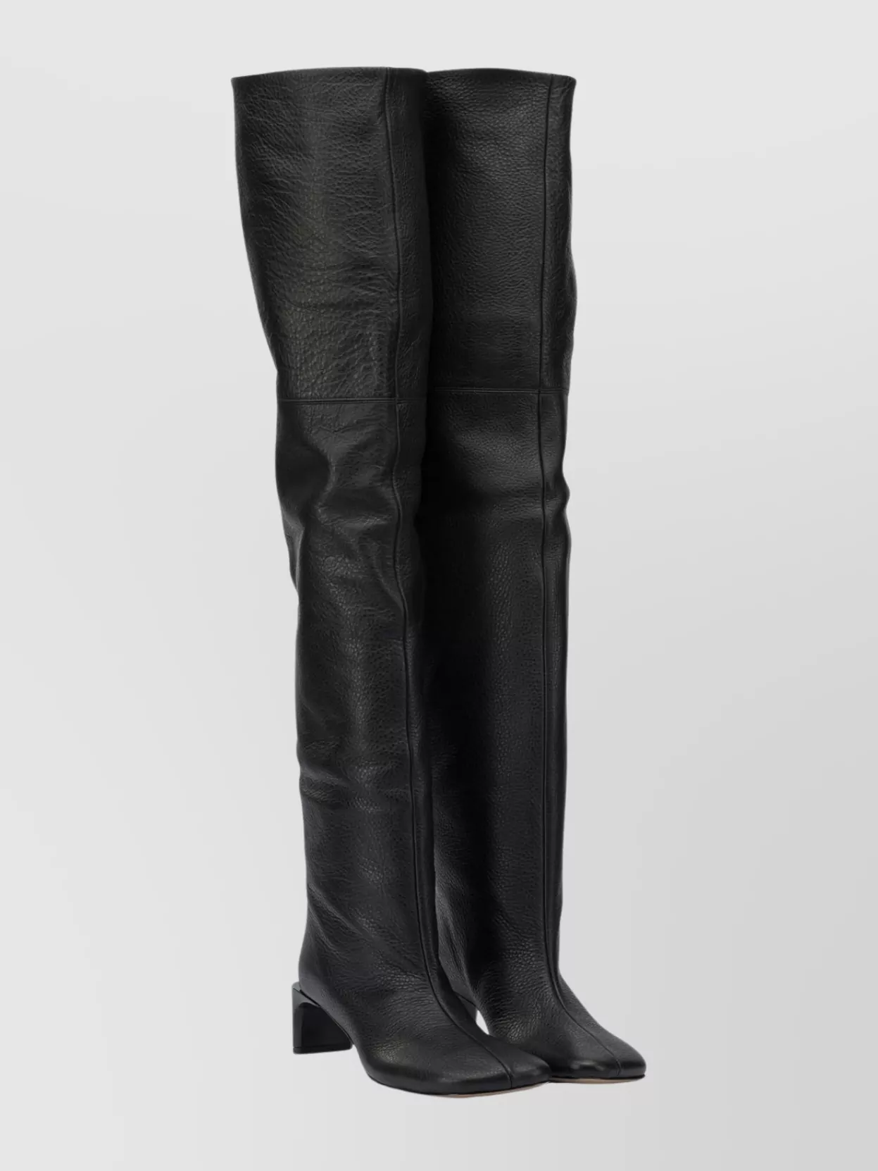 Sportmax Over-the-knee Leather Block Heel Boots In Black