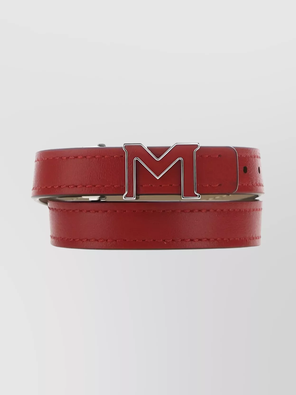 Shop Montblanc Versatile Bracelet With Adjustable Length And Punch Hole Detailing In Burgundy
