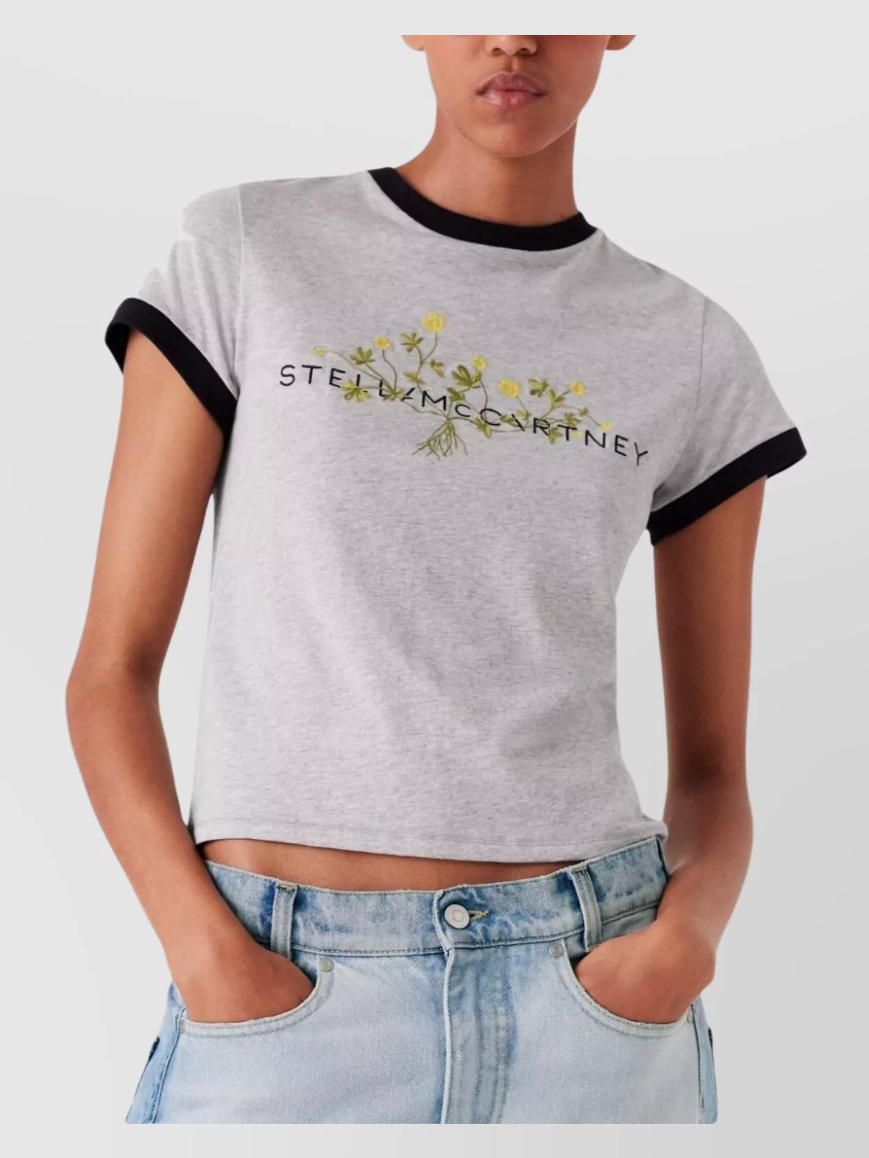 Stella Mccartney Floral Logo Embroidered T-Shirt