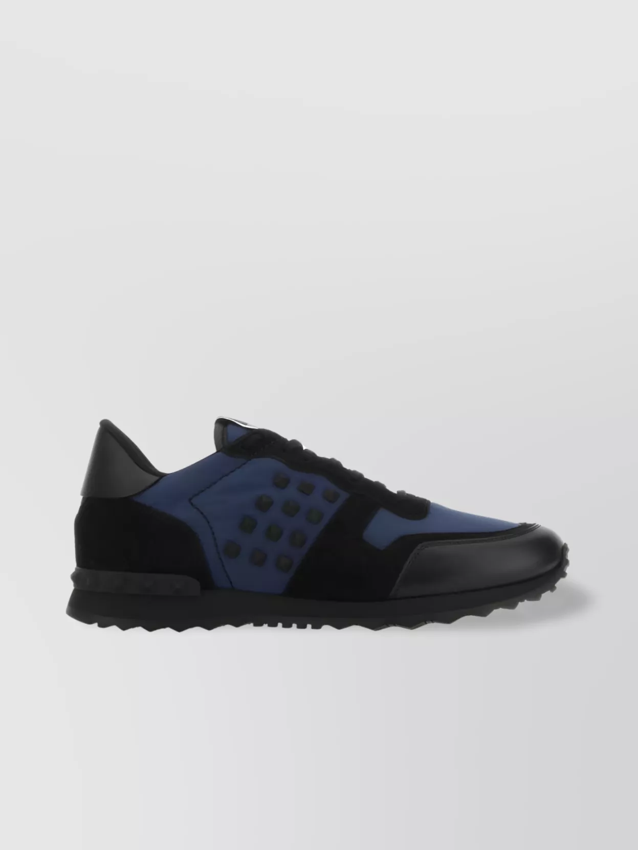 Shop Valentino Contemporary Round Toe Sneakers With Perforated Detailing In Black